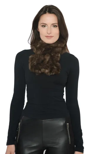 ALTON - Knitted Sable Scarf with Ruffles