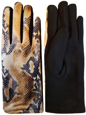 Camel Python Snake Print Texting Gloves