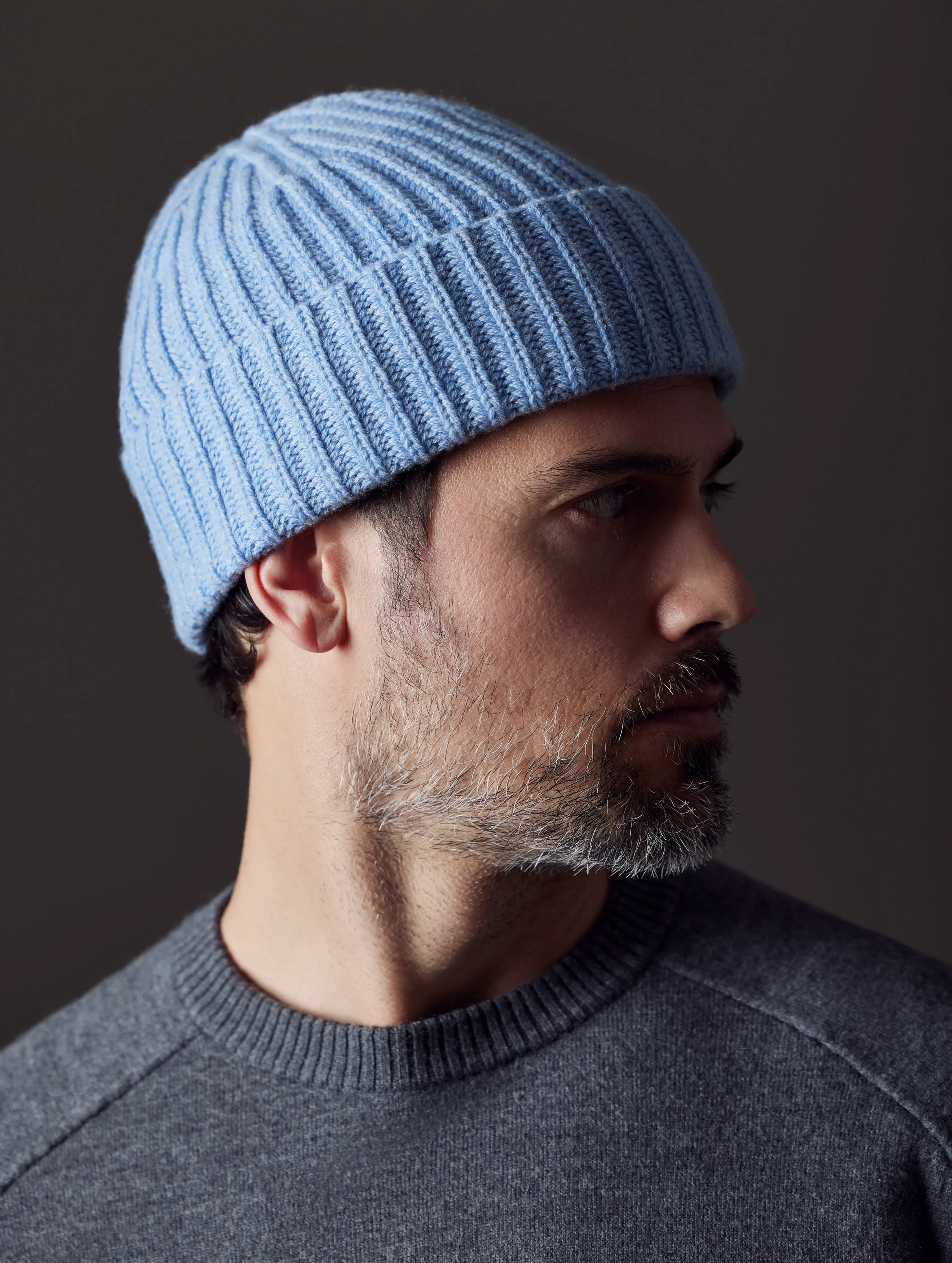 Cashmere Hat - Light Blue Heather