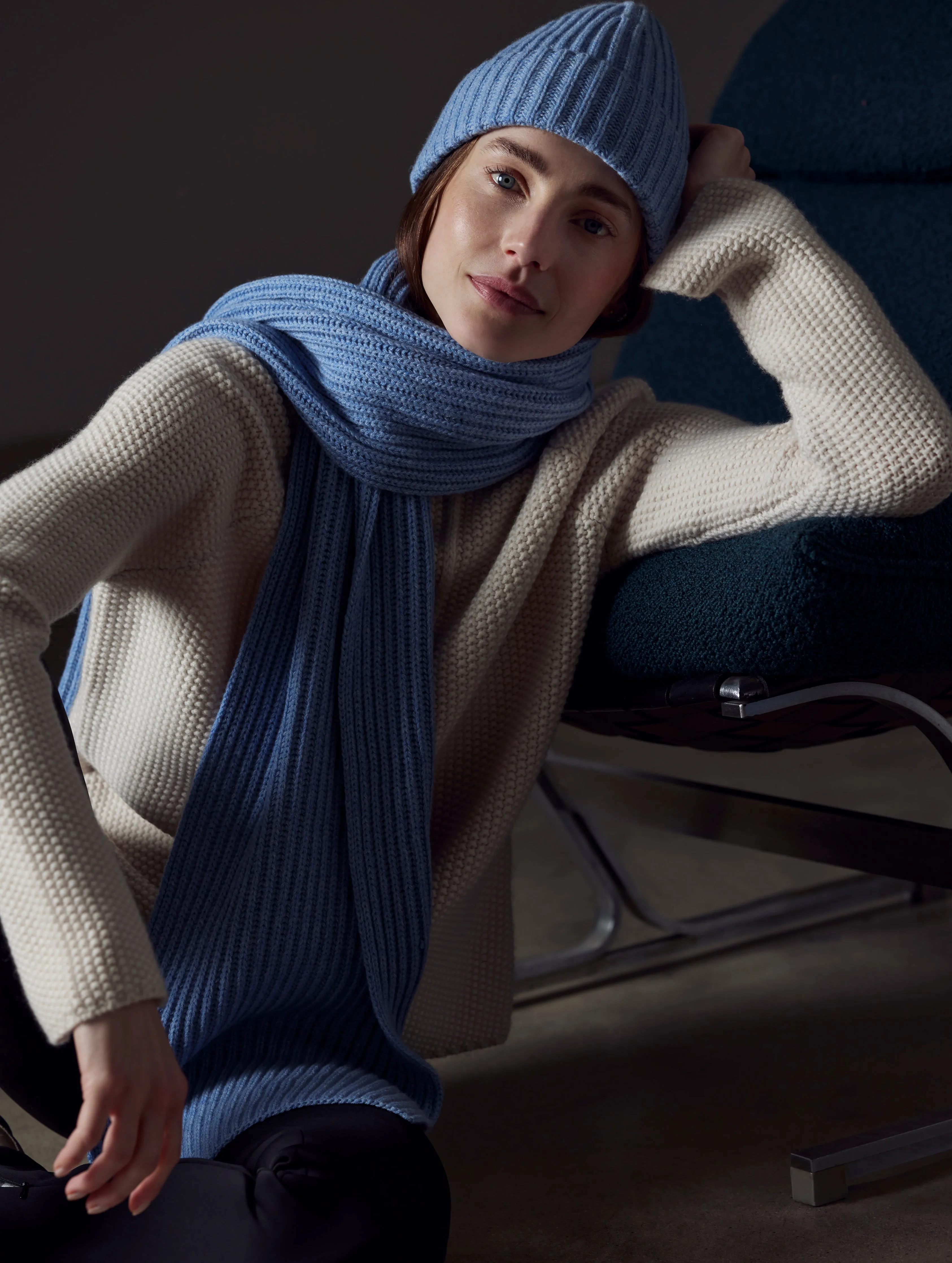 Cashmere Hat - Light Blue Heather