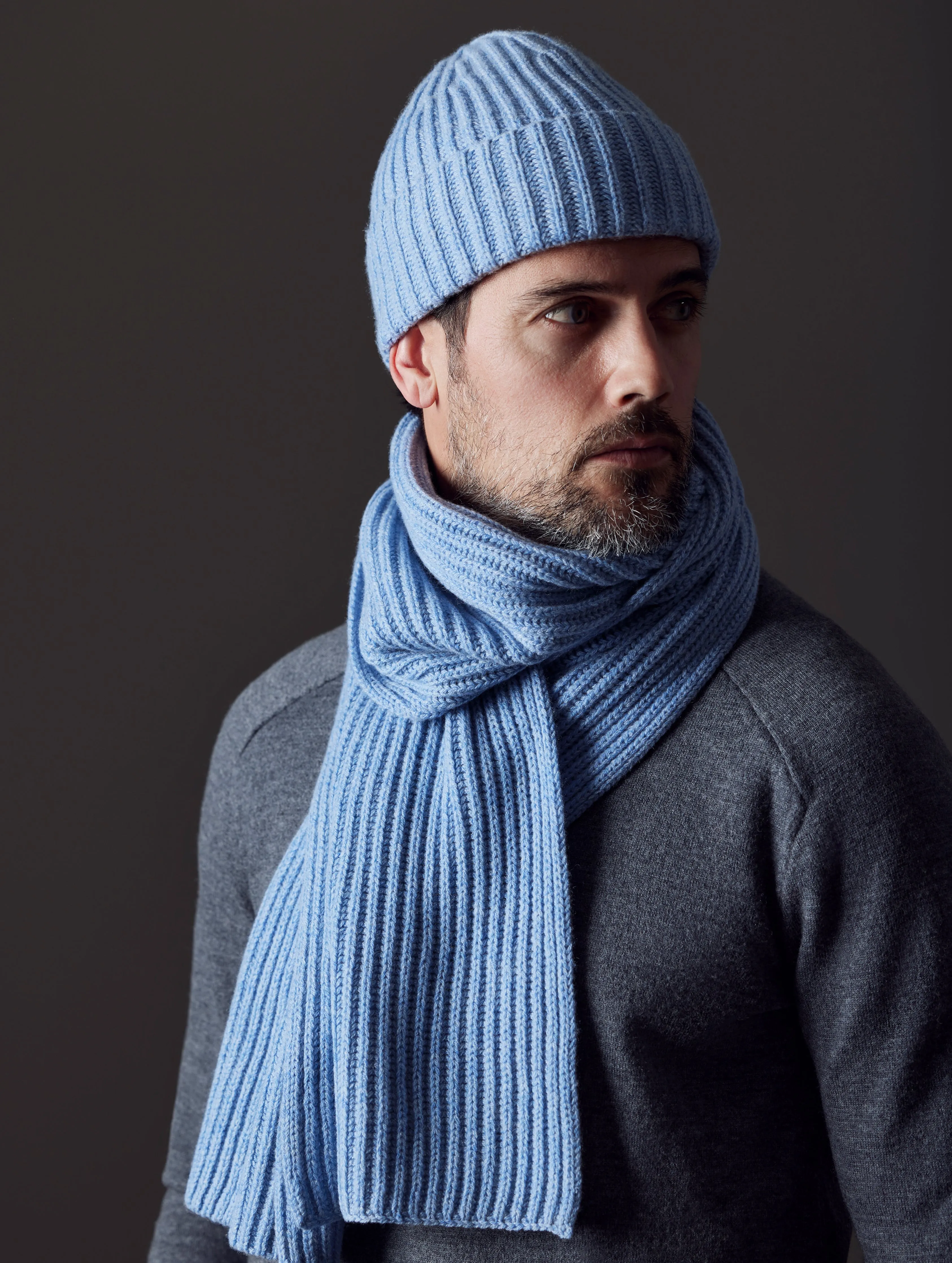 Cashmere Hat - Light Blue Heather