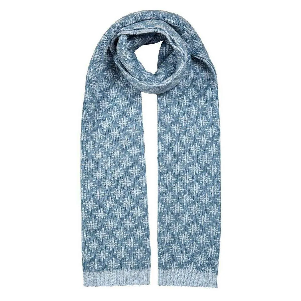 Dents Jacquard Hash Symbol Pattern Reversible Knitted Scarf - Lake/Cornflower Blue