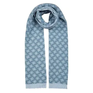 Dents Jacquard Hash Symbol Pattern Reversible Knitted Scarf - Lake/Cornflower Blue