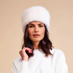 Helen Moore Womens Faux Fur Winter Pillbox Hat - Ivory