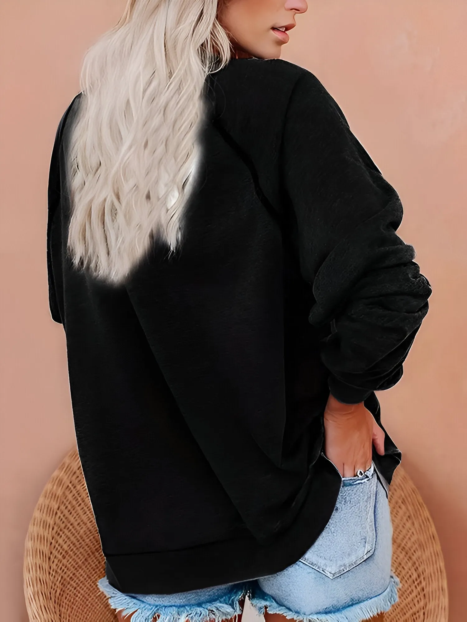 Ivyshape | Cozy Print Long Sleeve Hoodie