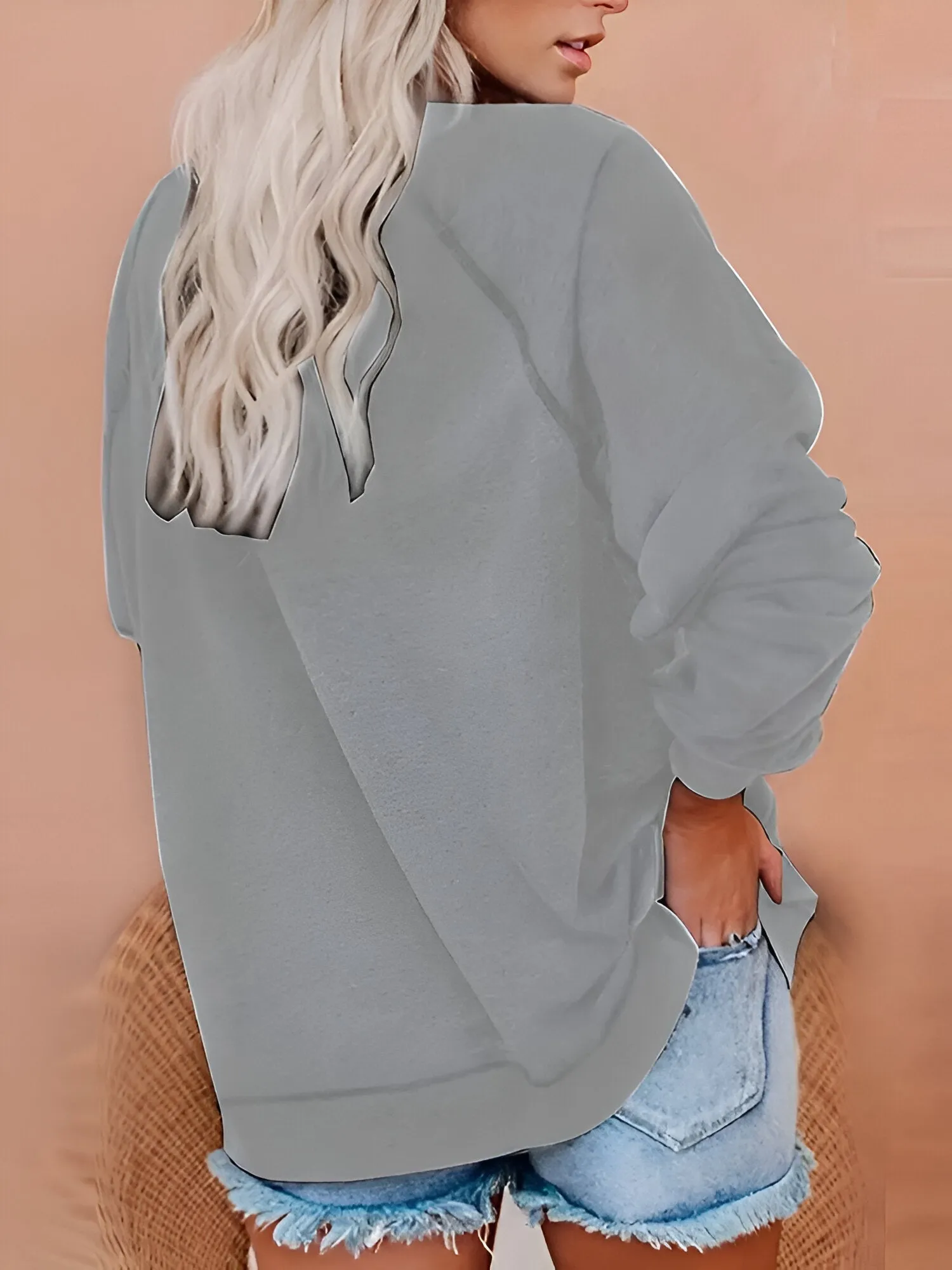 Ivyshape | Cozy Print Long Sleeve Hoodie