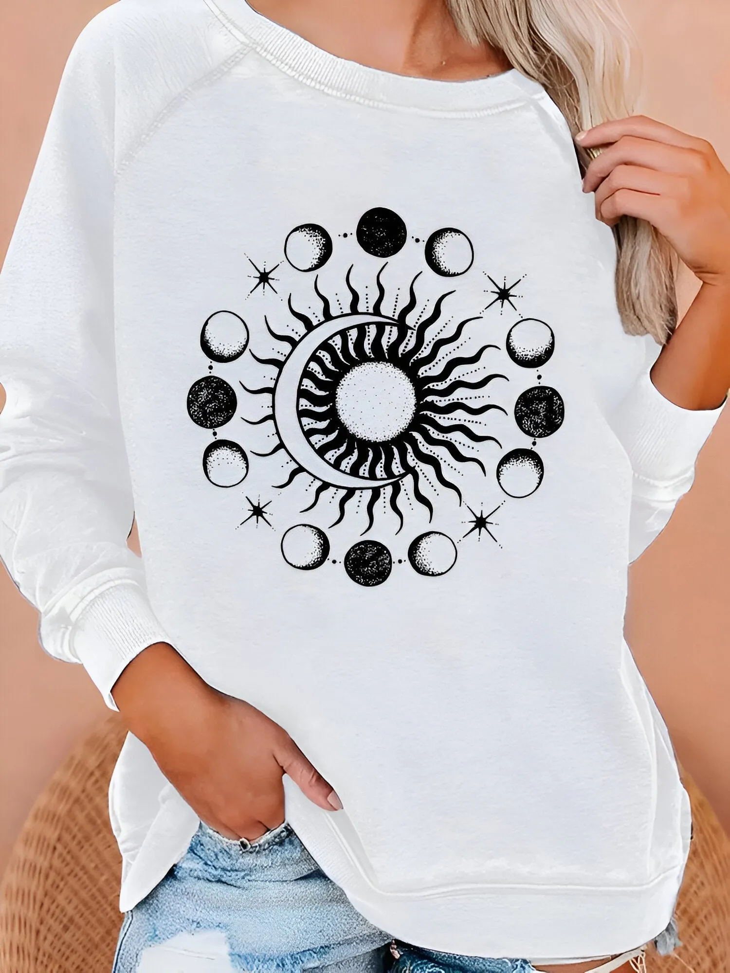 Ivyshape | Cozy Print Long Sleeve Hoodie