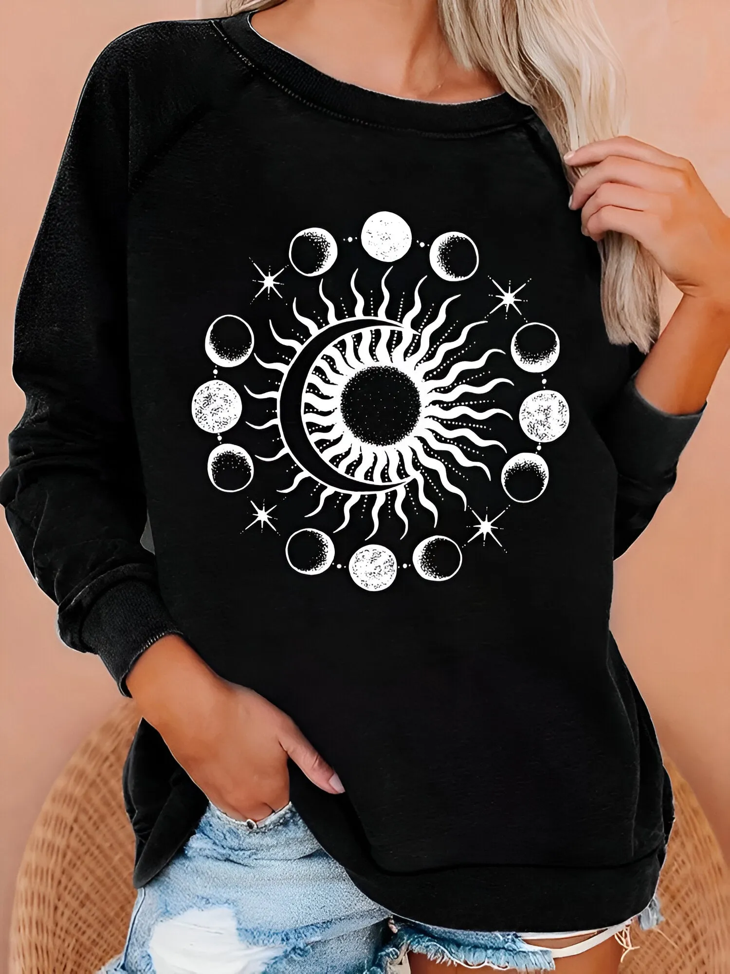 Ivyshape | Cozy Print Long Sleeve Hoodie