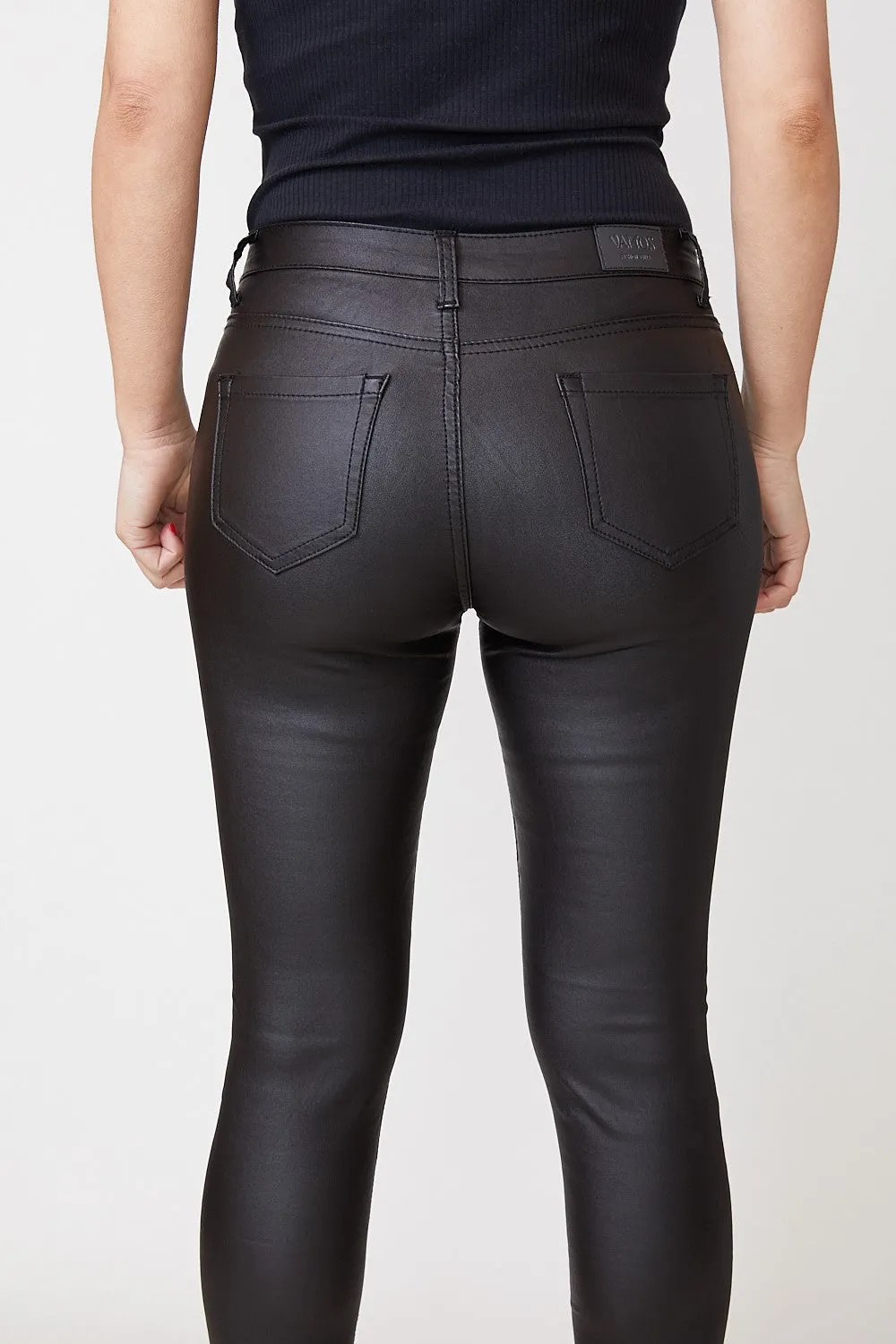PLAIN LEATHER LOOK PANTS