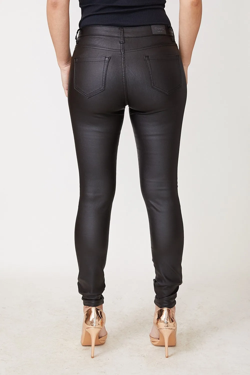 PLAIN LEATHER LOOK PANTS