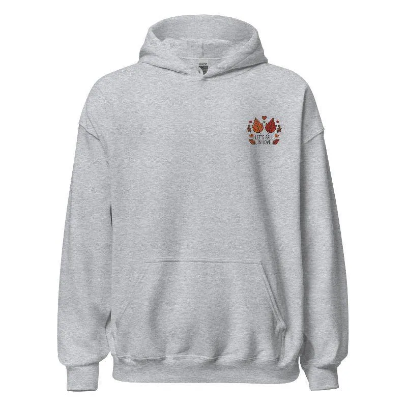 Unisex Fall Embroidered Hoodie – "Let's Fall In Love"
