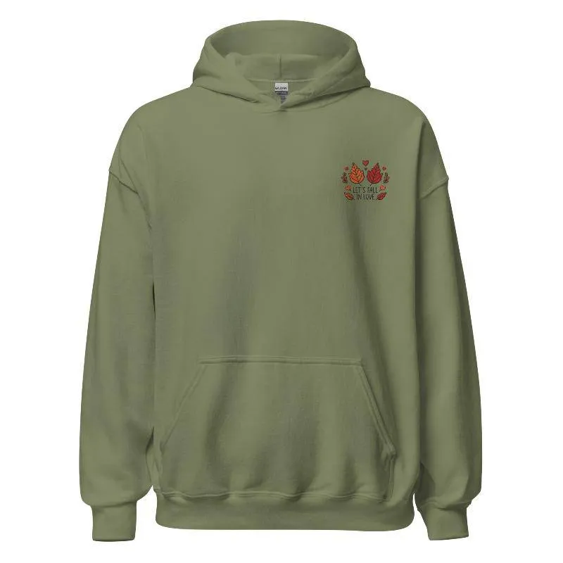 Unisex Fall Embroidered Hoodie – "Let's Fall In Love"