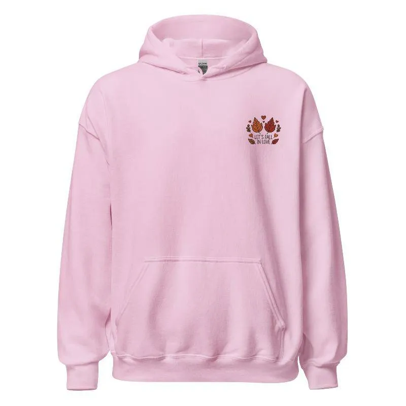 Unisex Fall Embroidered Hoodie – "Let's Fall In Love"