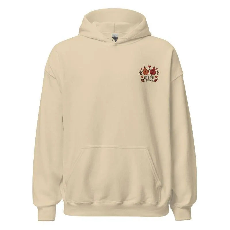 Unisex Fall Embroidered Hoodie – "Let's Fall In Love"