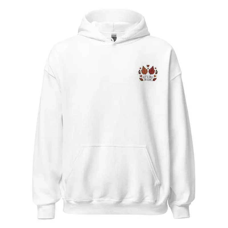 Unisex Fall Embroidered Hoodie – "Let's Fall In Love"