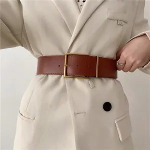 Waist Band With Wide Buckle Brown Belt JLTHB0224