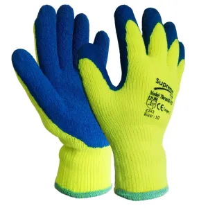 Yellow 10 Gauge Latex Coated Rubber Winter Thermal Glove